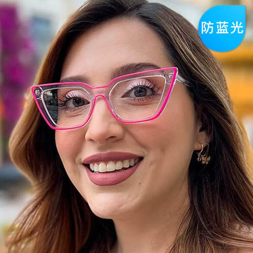 Fluorescent Line Frame Cat-Eye Blue Light Blocking Glasses  European and American Personal Style Fashion Instagram Eyeglass Frames for Women