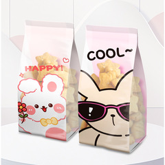 漫画プラスチック自立袋、透明食品グレード包装袋、ビスケットベーキングスナック、パン保存用シーリング袋、カスタマイズ可能