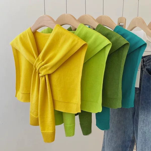Daifa New Fashion All-match Cross Shawl Women's Air-conditioned Room Knitted Shawl Outer Decoration Sunscreen Waistcoat