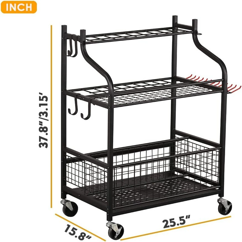 Garden tool storage rack with wheels Power tool storage box Tool bracket Organizing storage rack storage rack