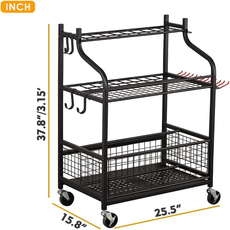 Garden tool storage rack with wheels Power tool storage box Tool bracket Organizing storage rack storage rack