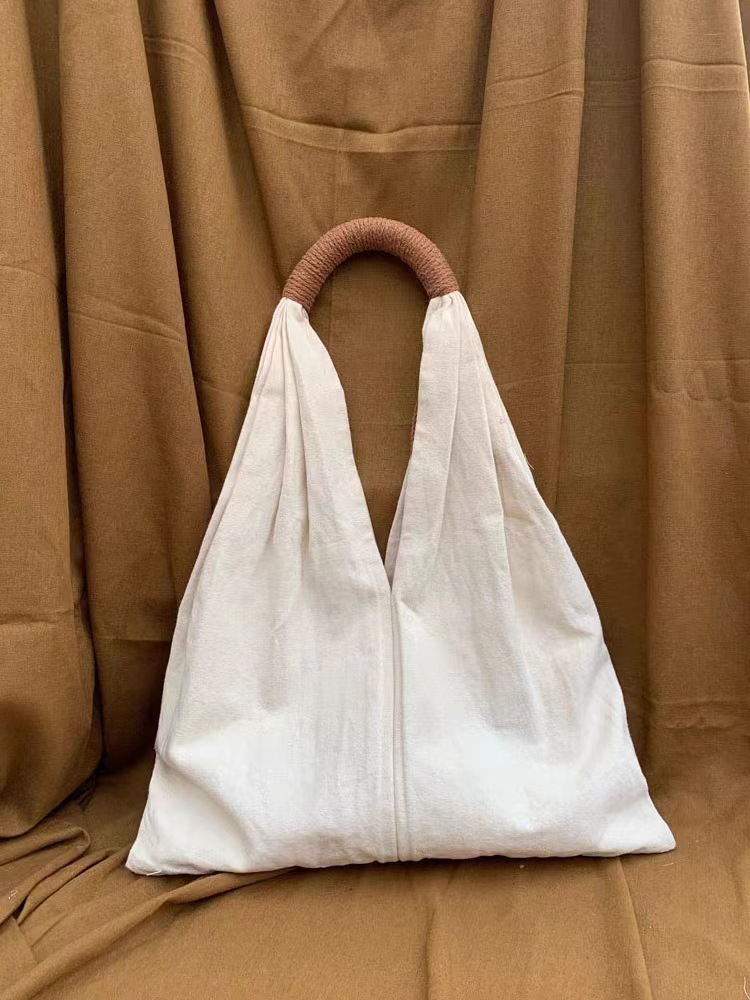 Borsa a mano casual in tela a spalla artistica in cotone e lino francese, borsa da donna_voghion.com