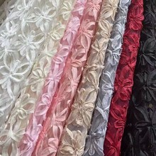 欧美盘绳盘带绣花 立体绣花雪纺镂空绣花布礼服连衣裙面料