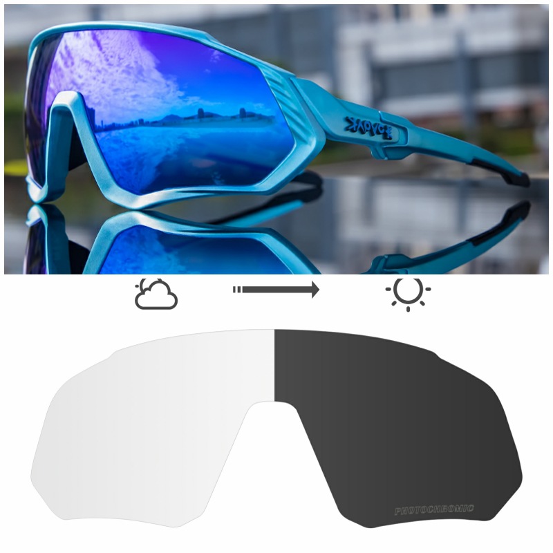 Gafas Fotocromáticas de Ciclismo Set de 2 Lentes TR90 Fotocromático, Protección UV para Ciclismo