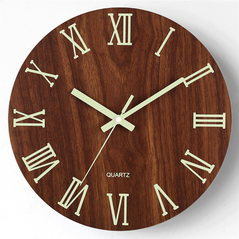 12inch 発光壁時計サイレント木製木目調発光時計 MDF 蛍光 Amazon 爆発卸売|undefined
