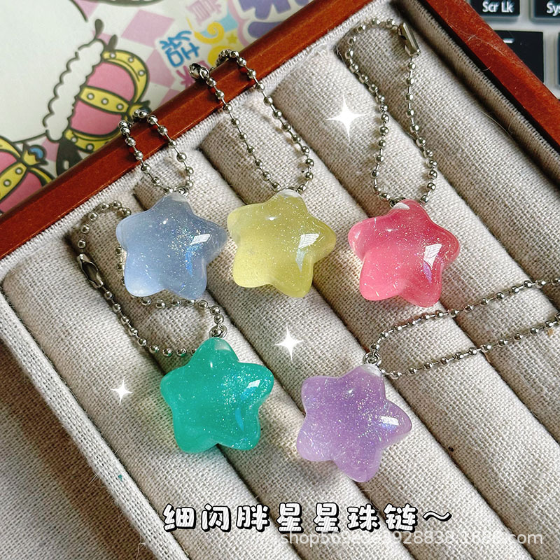 Soft Cute Jelly Thin Flash Fat Star Key Chain Pink Young Girl Heart Five-pointed Star Sweet Bag Pendant Couple Gift Soft Cute Jelly Thin Flash Fat Star Key Chain Pink Young Girl Heart Five-pointed Star Sweet Bag Pendant Couple Gift