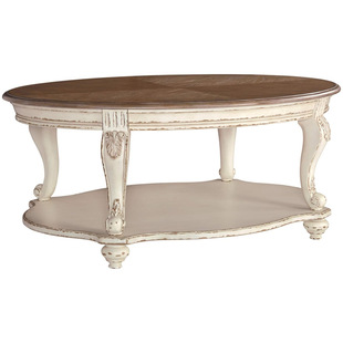 Casual Cottage Solid Wood Coffee Table, Easy to Assemble, Antique White and Brown, Suitable for Living Room and Balcony
