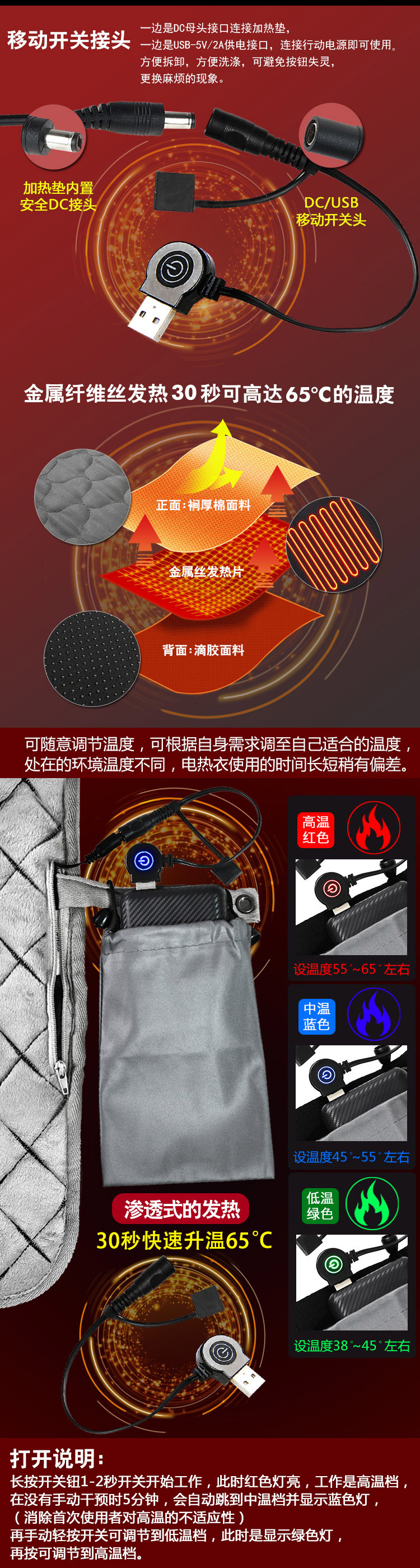 Autumn and Winter USB Heating Car Seat Cushion, Car-Mounted Home Office Heating Pad, Electric Heating Pad, Multi-Scenario Adaptable