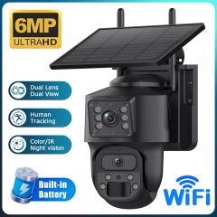 4G ガンボール型ソーラー監視カメラ 低消費電力 デュアルスクリーン フルカラー高解像度レンズ 屋外監視カメラ