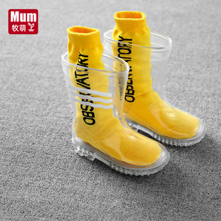 Children's rain shoes PVC transparent boots non-slip Primary School boots men and women's baby Children Fashion water shoes