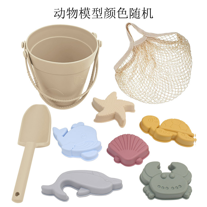 Beige + bolsa de red de tela (modelo animal color al azar)