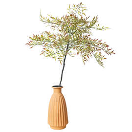 仿生绿植南天竹桌面摆件装饰假花植物火焰红南天竹枝北欧简约风假