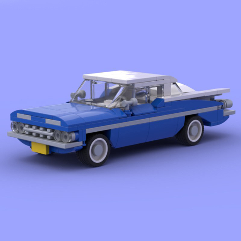 Moc Building Blocks Compatible with Lego 68618 1959 Snow White Blue Bel Air Retro Model Sports Car for Children Moc Building Blocks Compatible with Lego 68618 1959 Snow White Blue Bel Air Retro Model Sports Car for Children