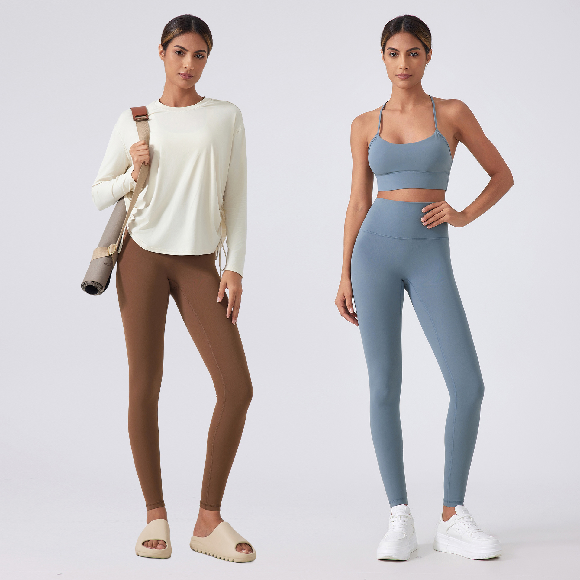 (2개) 하이웨스트 힙 리프팅 스포츠 요가 팬츠 여성 누드감각 노 T라인 피트니스 팬츠 복부 슬리밍 타이트 9포인트 팬츠 DAW191