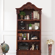 美式实木书架书柜简约现代组合简易收纳欧式书橱客厅储物柜加厚