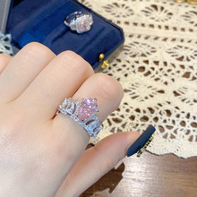 Grace新高定原设方形璀璨发光粉宝石戒指 轻奢甜美公主精致日常款