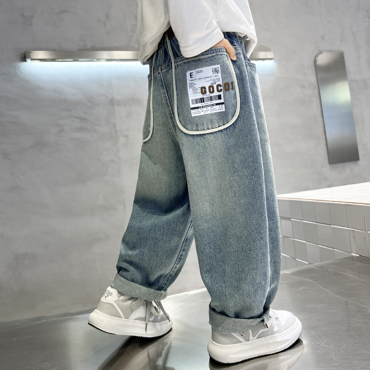Children's Jeans Spring and Autumn Style Trendy 2024 New Model Middle and Large Children Spring Outfit Boy Fashion Streetwear Spring Long Pants