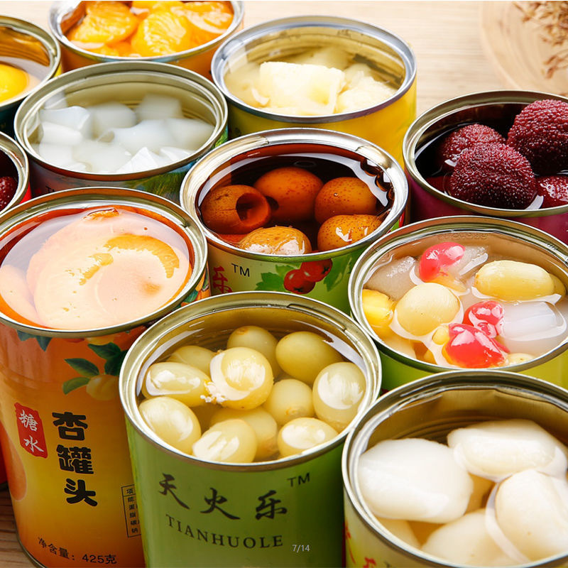 Mixed Canned Fresh Fruits, 425g Per Can, Full Carton Pack, Sour and Sweet Peach Canned Fruits with Coconut Fruit, Wholesale