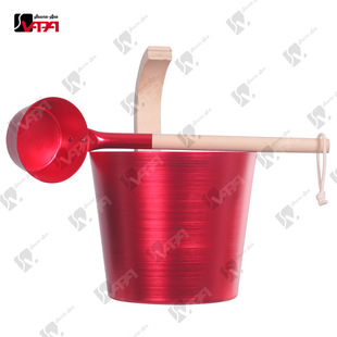 Новый завод отгрузки Сауна 5L Короткая изогнутая ручка окисления матовый алюминий барабан алюминиевая ложка аксессуары сауна бордовый красный цвет