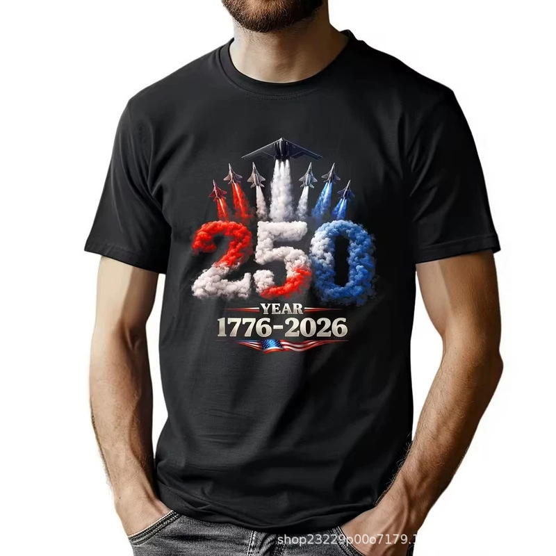 American Men's 250Th Anniversary 1776-2026 Patriotic 3D Printed T-Shirt July 4Th Independence Day Short Sleeve T-Shirt