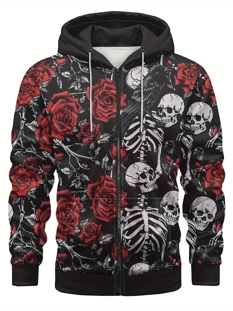 Fábrica al por mayor impresión digital 3D nuevo suéter con capucha chaqueta de suéter de pareja europea y americana serie de calavera MF08