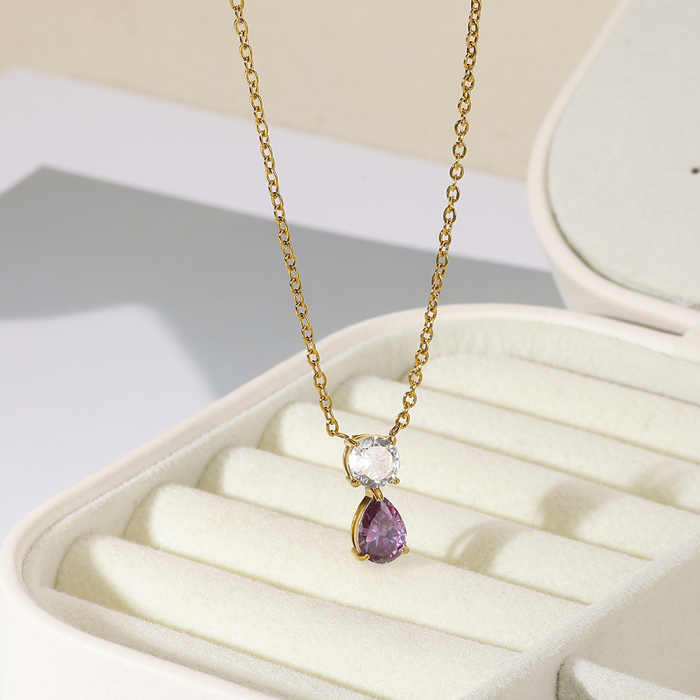 5g Weight 0.03µm-0.05µm Gold Plating Thickness PVD Coated Gold Plating Process Lobster Trigger Clasp Closure Clasp Closure Type Real Gold Plated Plating Material 304 Stainless Steel Pendant Material Birthstone Inlay Material Pendant Necklace Classification 304 Stainless Steel Chain Material cable chain Chain Type 1 Piece Quantity Holiday, Daily Occasion 304 Stainless Steel Material Water Droplets Pattern Women's Gender Vacation, Classic Style Style Waterproof Non Tarnish, Inlay Craft PVD Coated Real Gold Plated Water Droplets 304 Stainless Steel Vacation Classic Style Waterproof Non Tarnish 304 Stainless Steel Lobster Trigger Clasp Closure Pendant Necklace 3