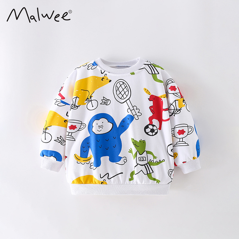 Mawlee chaqueta de otoño nuevo estilo europeo y americano impresión de camiseta de cuello redondo para niños Casual chaqueta de manga larga
