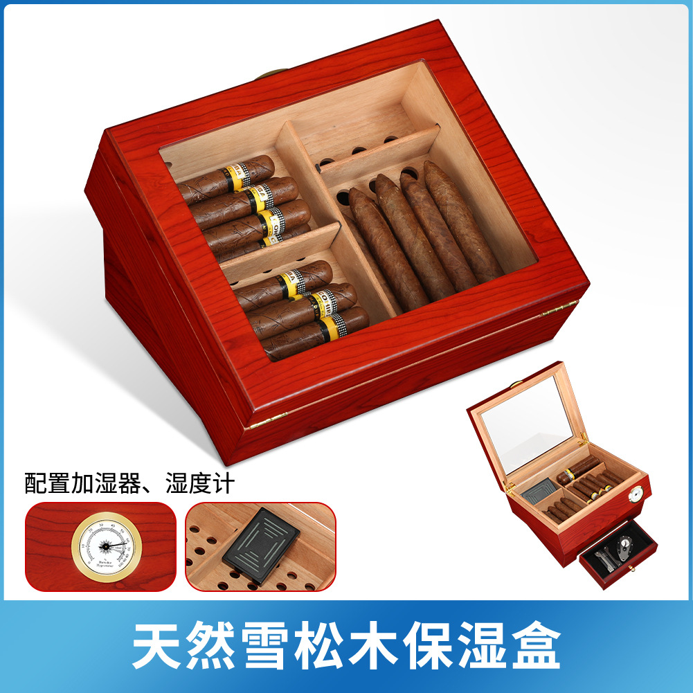 GALINER经典雪茄盒隔层大容量雪茄保湿盒创意雪松木带抽屉烟盒
