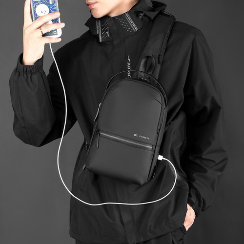 WEPOWER new casual men's chest bag USB charging shoulder crossbody bag travel waterproof trendy shoulder bag