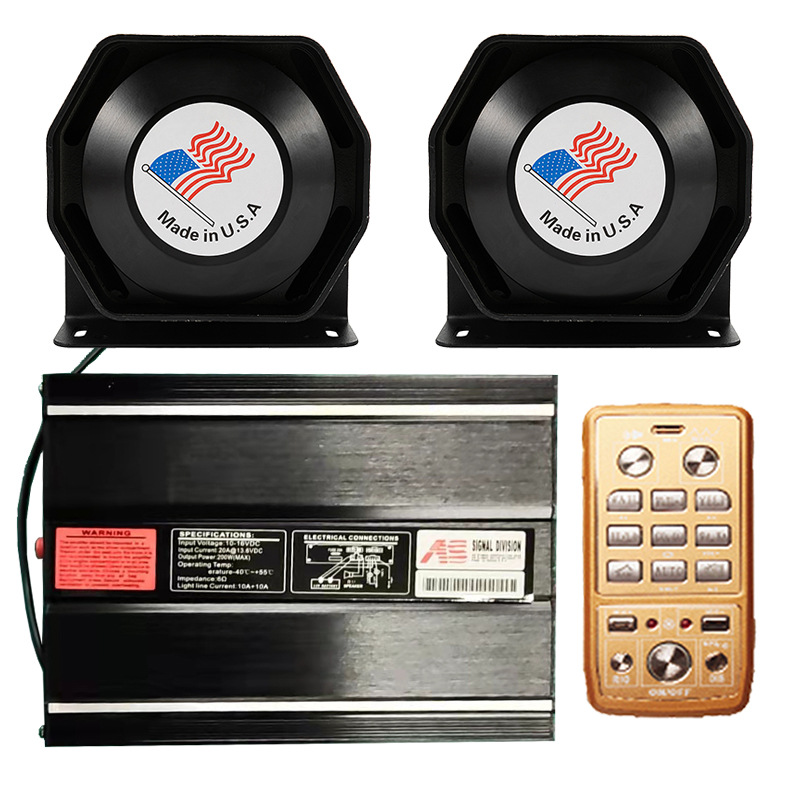 Wireless siren speaker, 400W vehicle-mounted alarm, AS high-pitched speaker, AS7200NG-2 + octagonal speaker