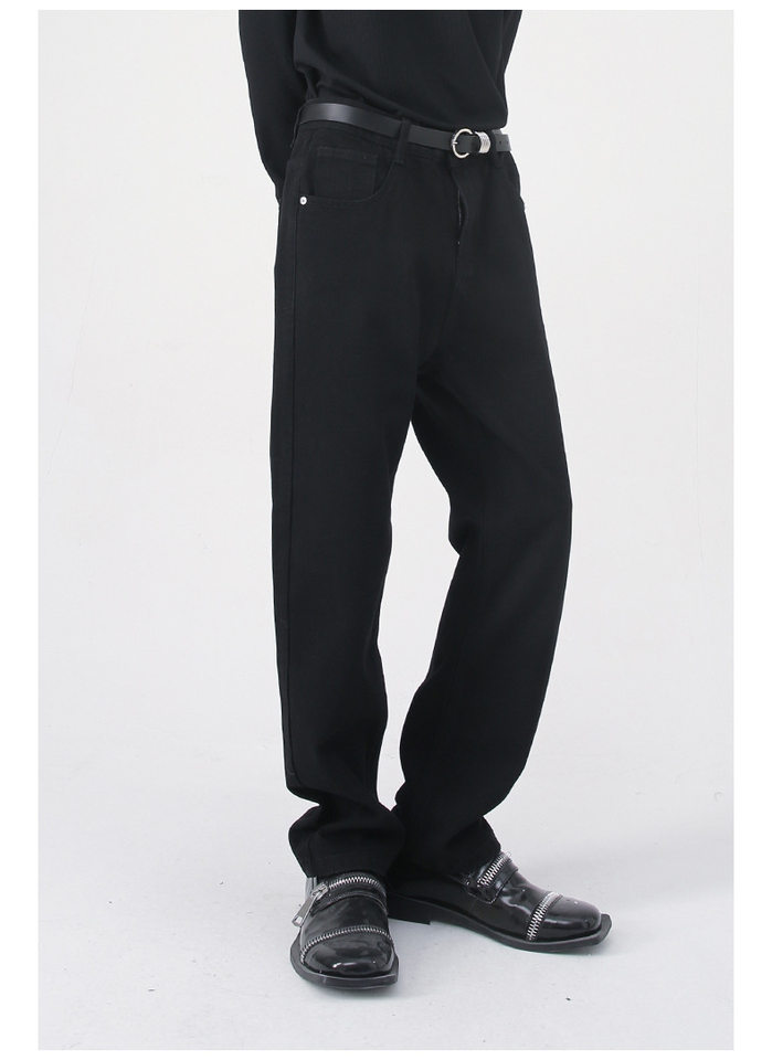 Quần jean nam ống thẳng lửng 9 tấc dáng rộng giặt wash phong cách Hàn Quốc — Màu đen, Denim xanh, Xanh lam đậm, Đen Xám chi tiết 25