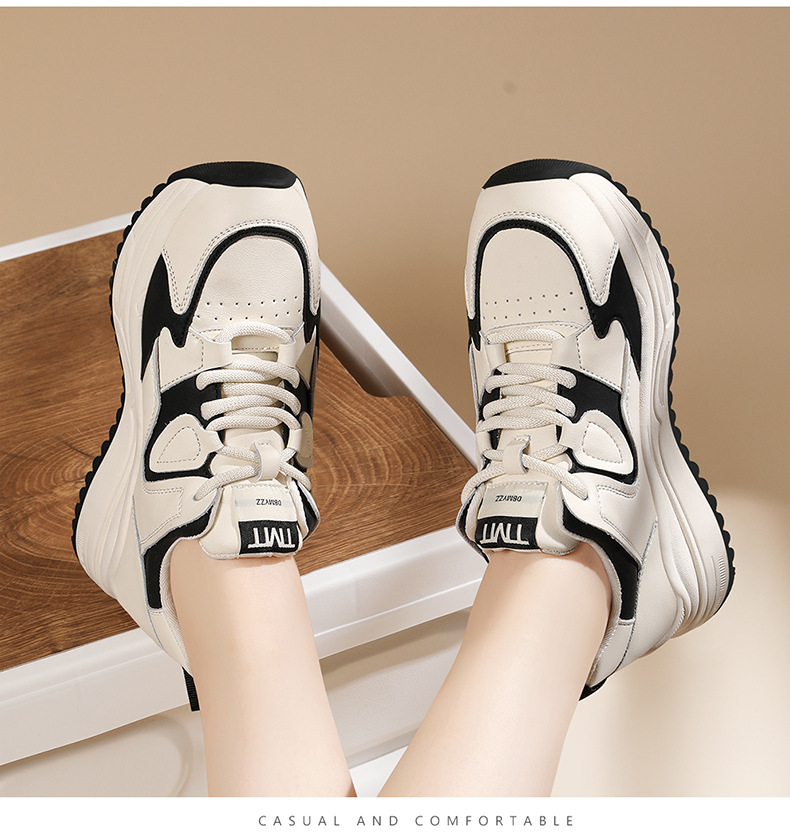 Genuine Leather Retro Fashion Casual Sneakers Women, 2025 Spring And Autumn New Thick-soled Versatile White Shoes For_vogvips.com