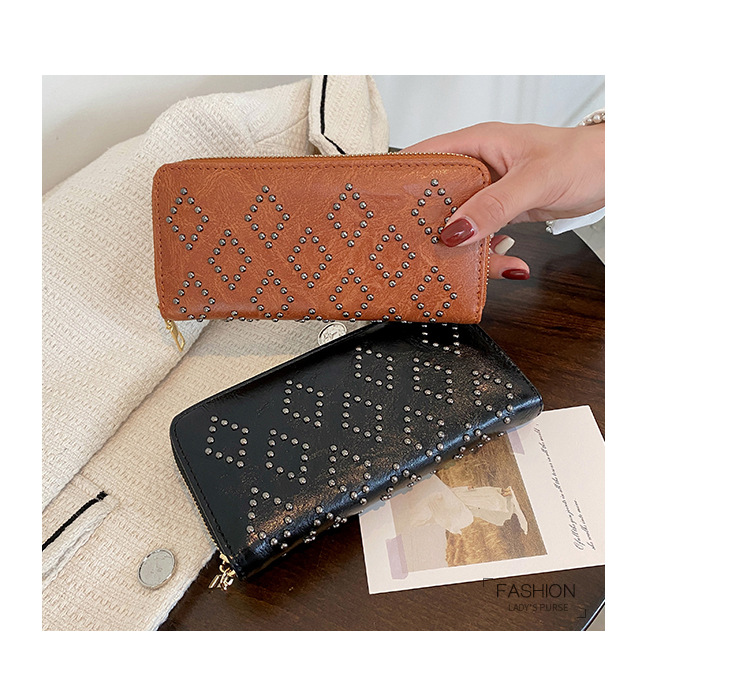 Solid Color, Rhombus Pattern All Seasons Season Women's Gender Women's Solid Color Rhombus Pu Leather Zipper Wallets