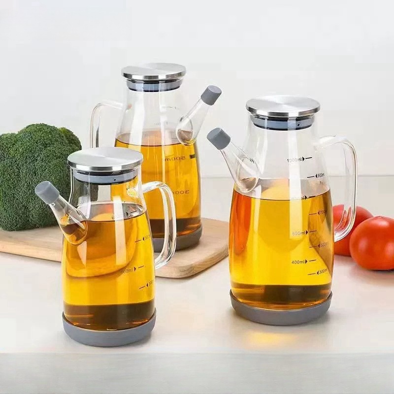 Glass oil pot high borosilicate high temperature resistant non-hanging oil oil bottle kitchen household soy sauce vinegar seasonings bottle food grade container