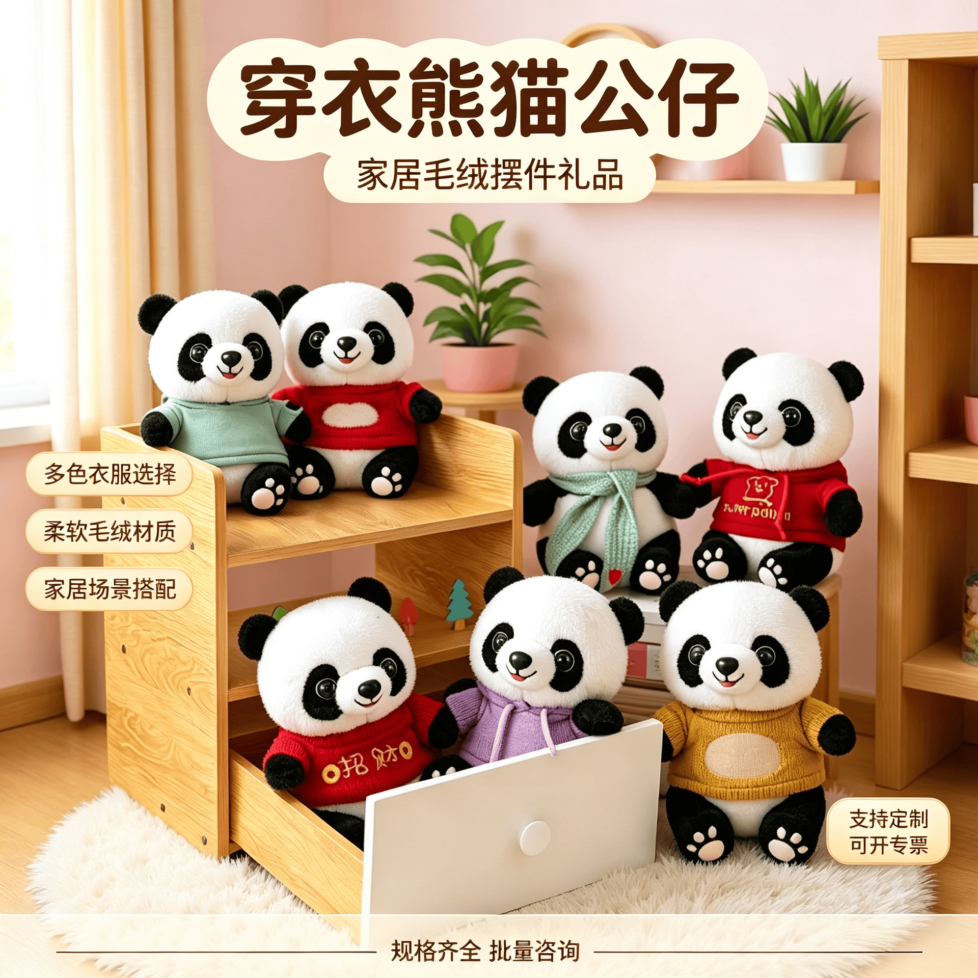 Muñeco de Peluche de Panda Gigante Simulado de Poliéster para Máquina de Peluches
