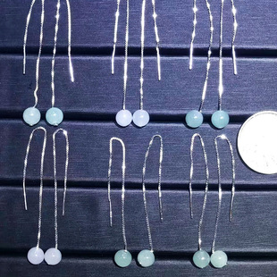 Myanmar Natural Jade Earrings Women's Ping An Buckle Water Drop Skirt Fans Jade 925 Silver Earrings Earrings Women's Earrings