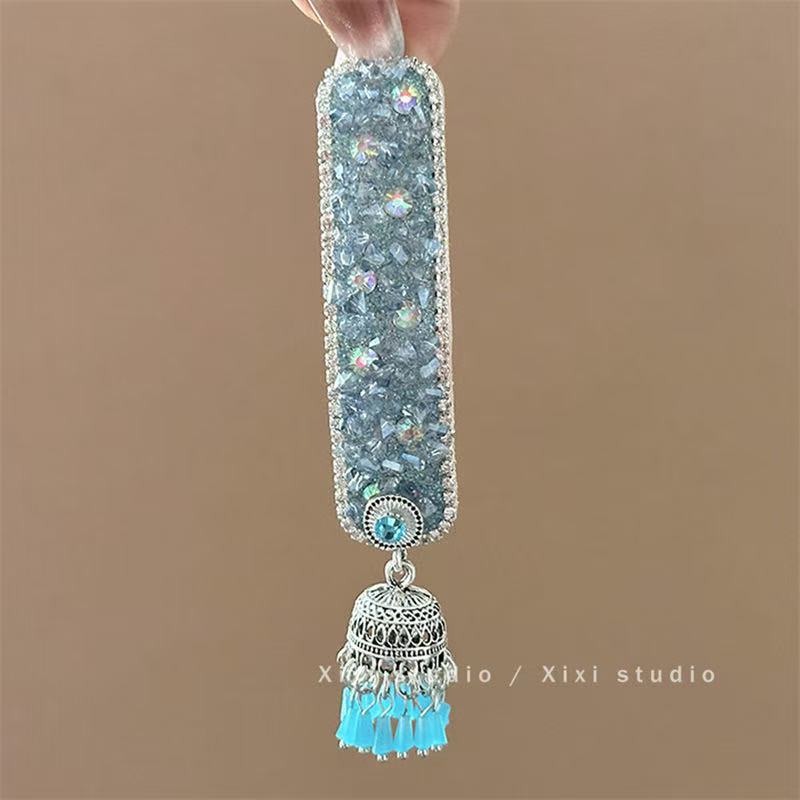 民族风治愈系闪钻珍珠名族风前额流苏边夹女个性刘海夹发卡发饰|undefined