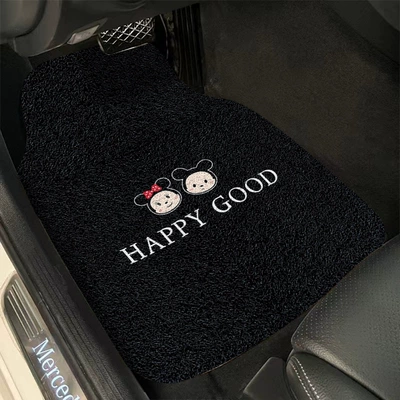 Cartoon Animation Car Silk Loop Foot Mat Wear-resistant and Dirt-resistant Cuttable Foot Mat Car Interior Decoration Easy-to-take-care Car Mat (Universal Foot Pad) - happy-time-4562cm-wire-ring-front-seat-a-piece