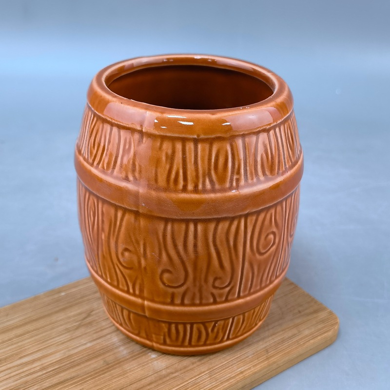 Taza de cóctel de Hawaii taza de barril de cerámica relieve taza de barril de vino taza de vinos retrógrado taza de tikki taza detiki