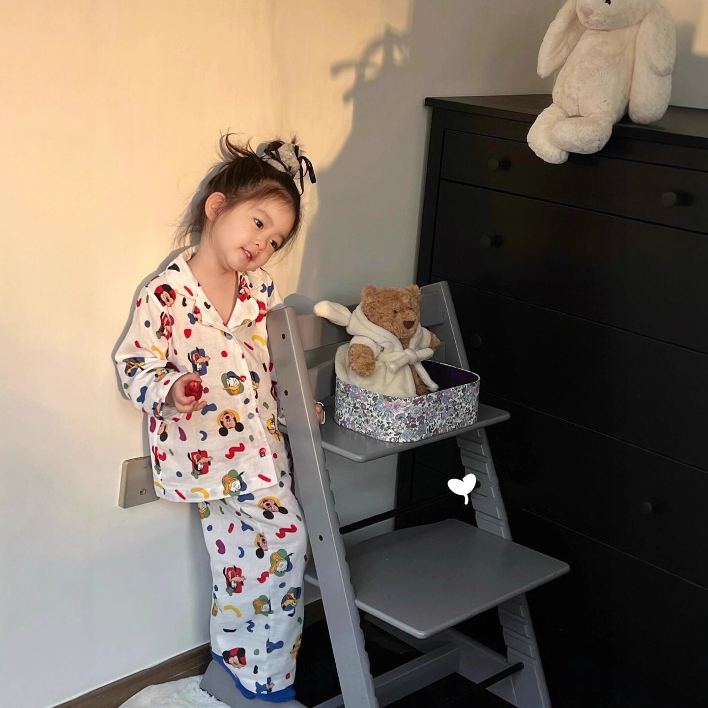 Children's Korean Style Pajamas, Autum Clothes for Boys and Girls, Autum Cartoon Mickey Long-Sleeved Baby Air-Conditioned Clothes, Home Clothes Suits