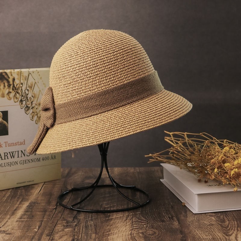 1458g Weight Bucket Hat Hats Type Casual, Outdoor, Beach Occasion Straw Material Bow Knot Pattern Summer Season Women's Gender Simple Style, Classic Style Style Curved Eaves Rim Women's Simple Style Classic Style Bow Knot Curved Eaves Bucket Hat 6
