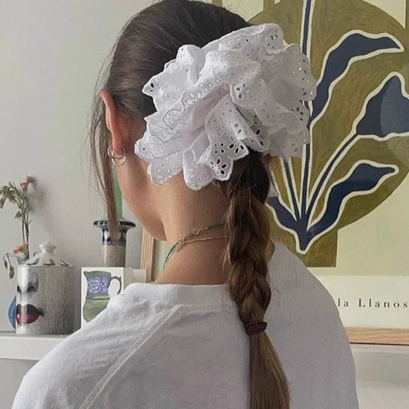 Anillo de cabello de intestino grande para mujeres 2025 nueva sensación de alta calidad bola cabeza de cola de caballo encaje flor cabello cuerda de cabello de alta elasticidad tocado