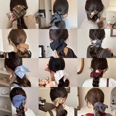 韓国の市松模様の生地大腸ヘアゴム大きな正方形のスカーフヘアゴムヘアロープヘアアクセサリー気質ハイエンドポニーテール帽子