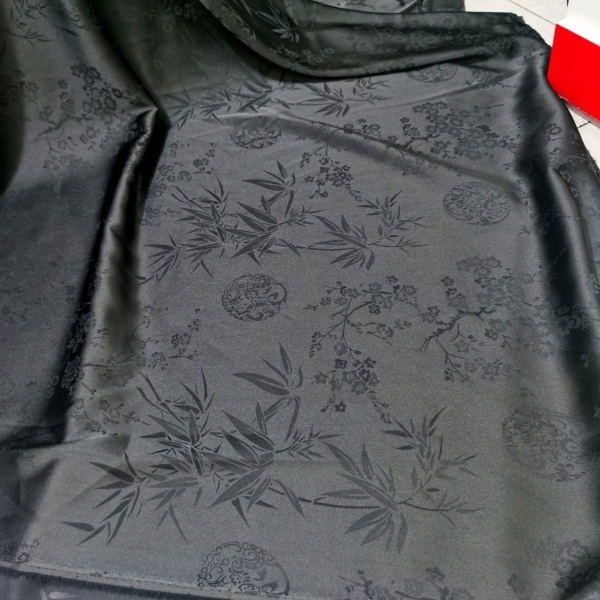 现货缎面提花布梭织竹叶暗纹提花面料新中式汉服上衣连衣裙面料