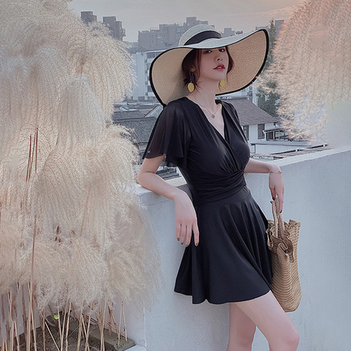 2024 New Swimsuit Women's Summer High-Quality One-piece Skirt-style Steel Support Gathering to Cover Belly and Make You Slim, Super Fairy and Conservative Swimwear