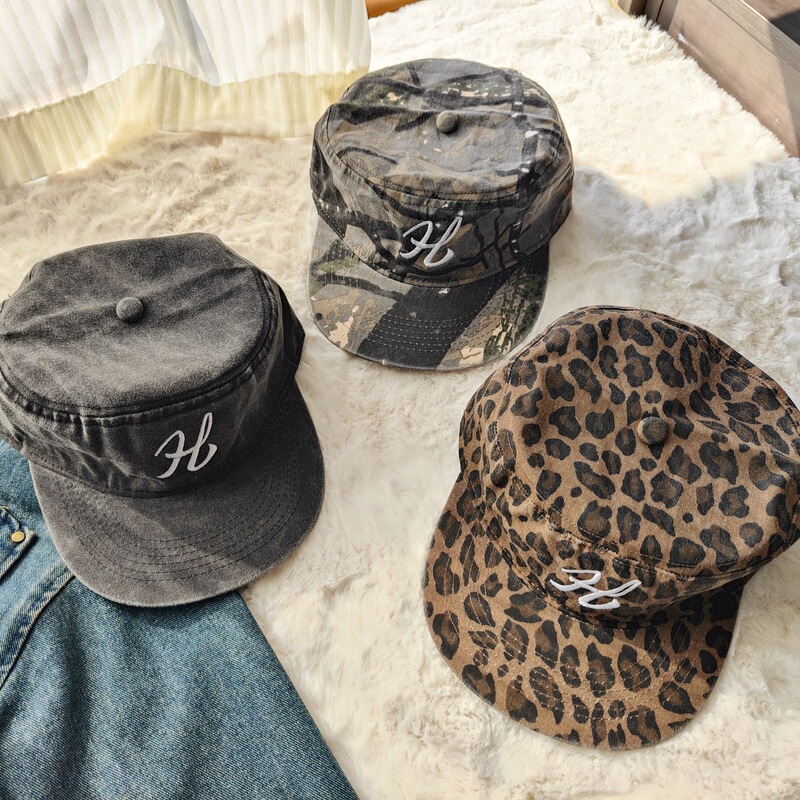 American-Style Casual Wide-Brim Sun Hat, Fashionable Leopard Print Letter Embroidery Baseball Cap 2026