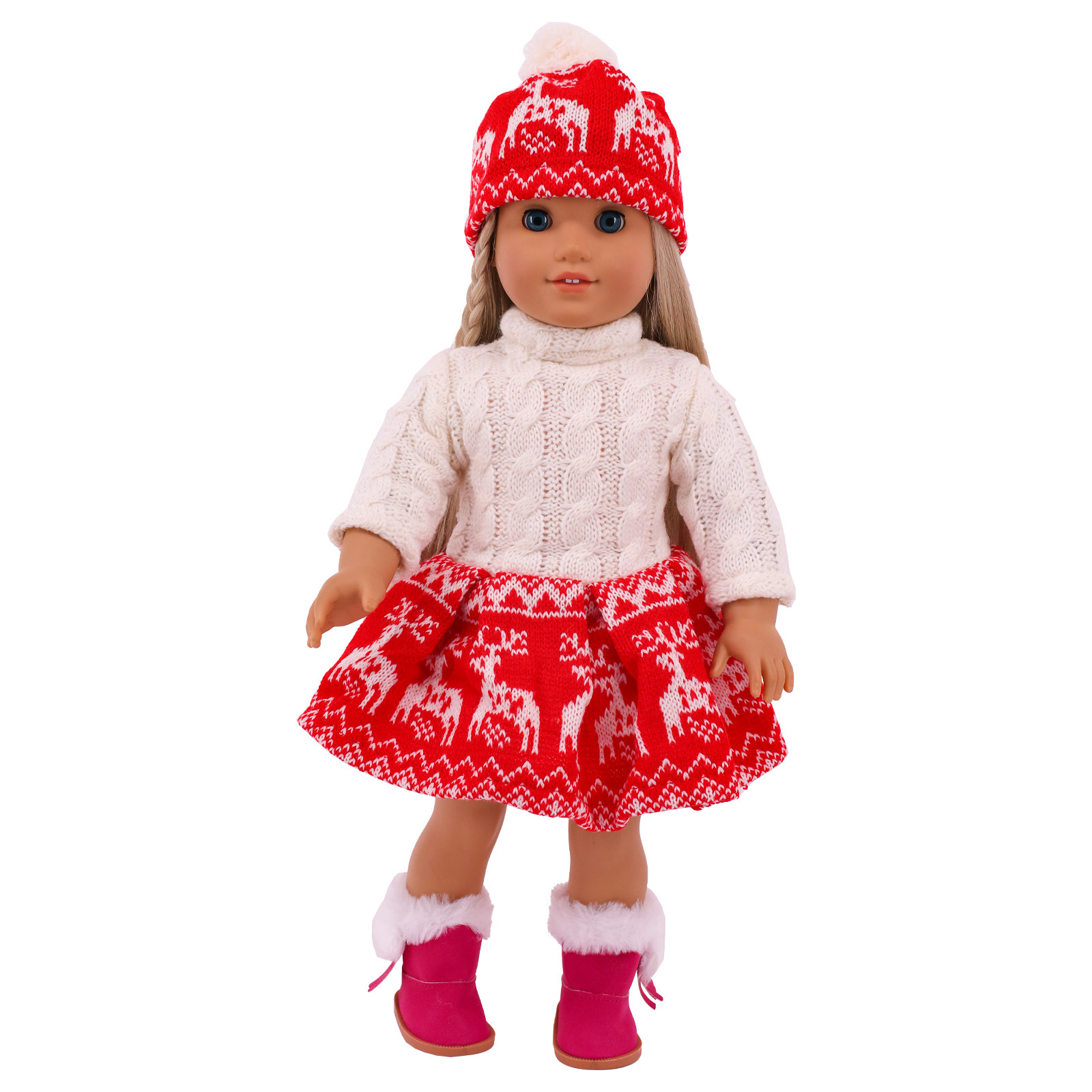 18 pulgadas muñeca americana accesorios suéter falda + sombrero traje 43cm xafu muñeca suéter de invierno traje al por mayor