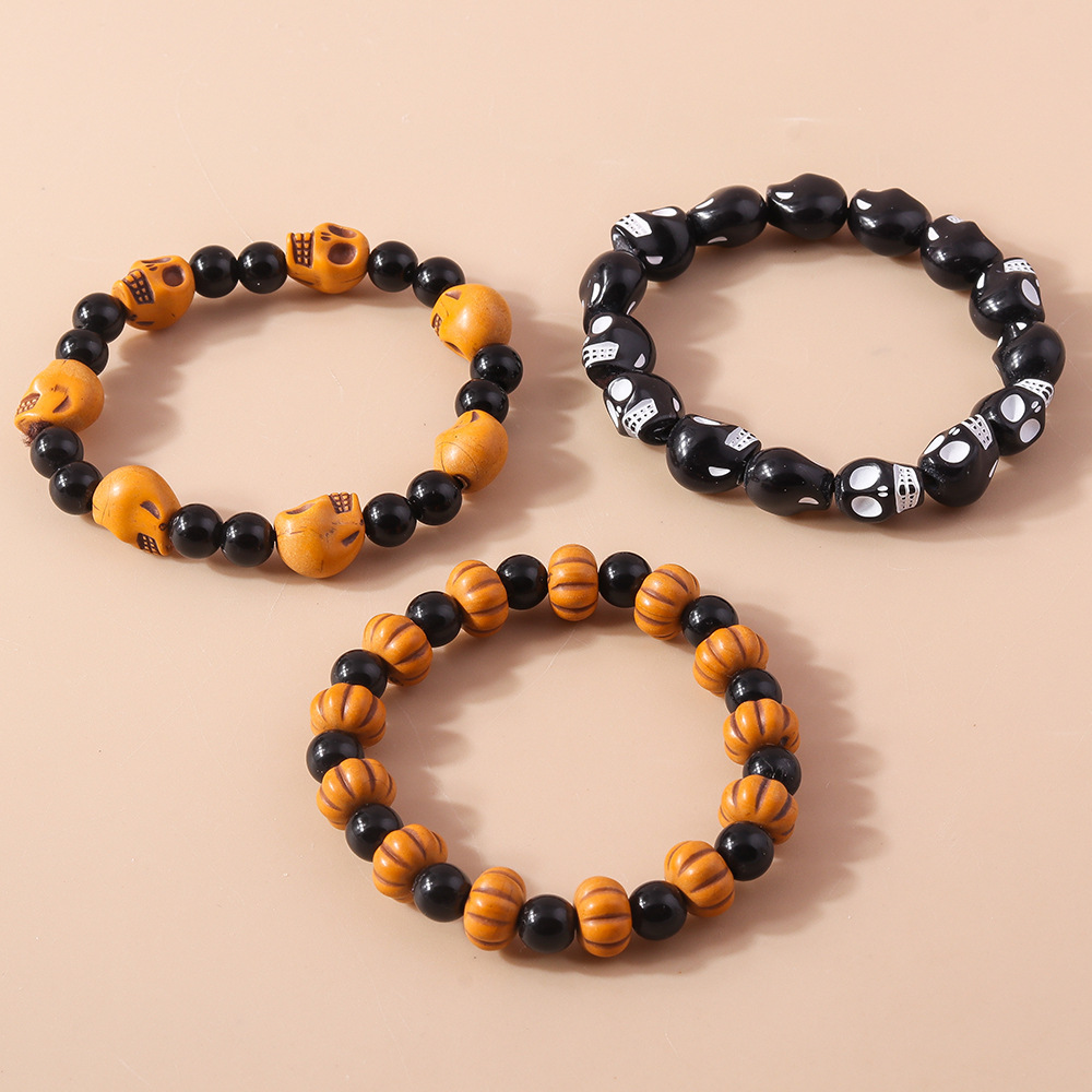 Halloween Beaded Bracelet Set Skull Pumpkin Personality Fun String Bracelet Accessories_voghion.com