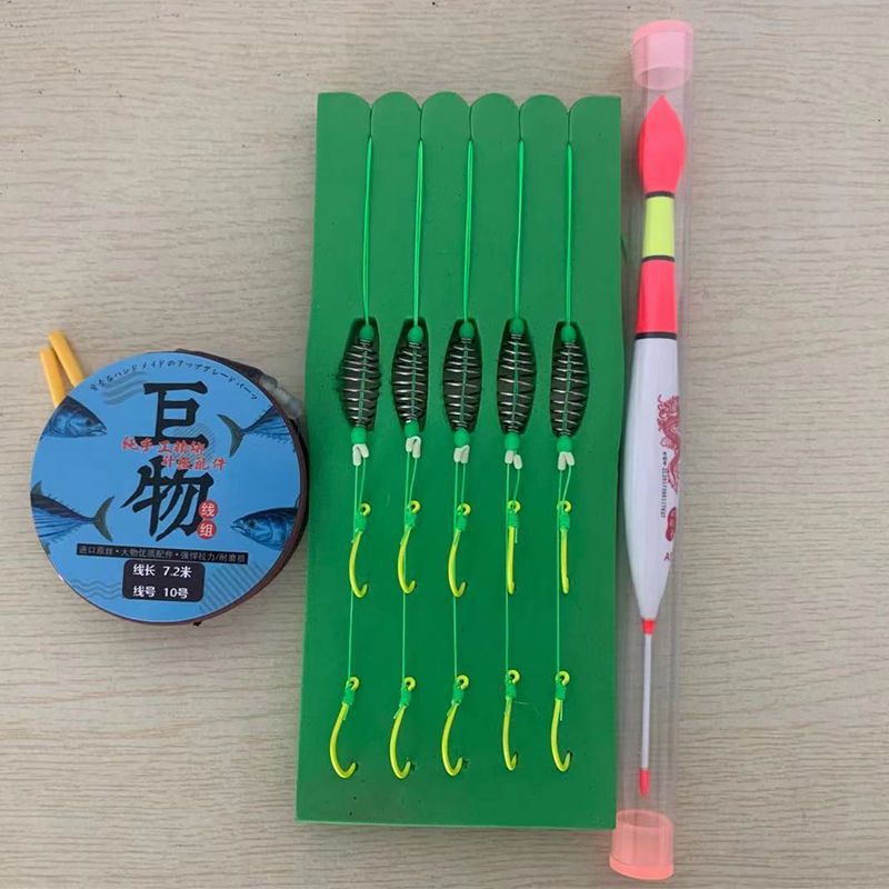 Nuevo conjunto de línea de pesca flotante de palo de mano con gancho de cabeza gorda resorte de doble gancho especial