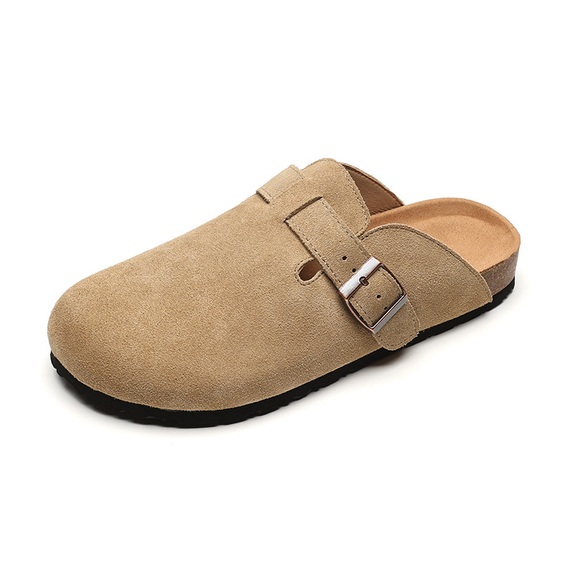 Versión de cuero de vaca ~ Bocken zapatos para mujeres 2025 nuevo aumento de altura un pedale de suela gruesa para usar zapatos de primavera y otoño medio calentamiento zapatillas